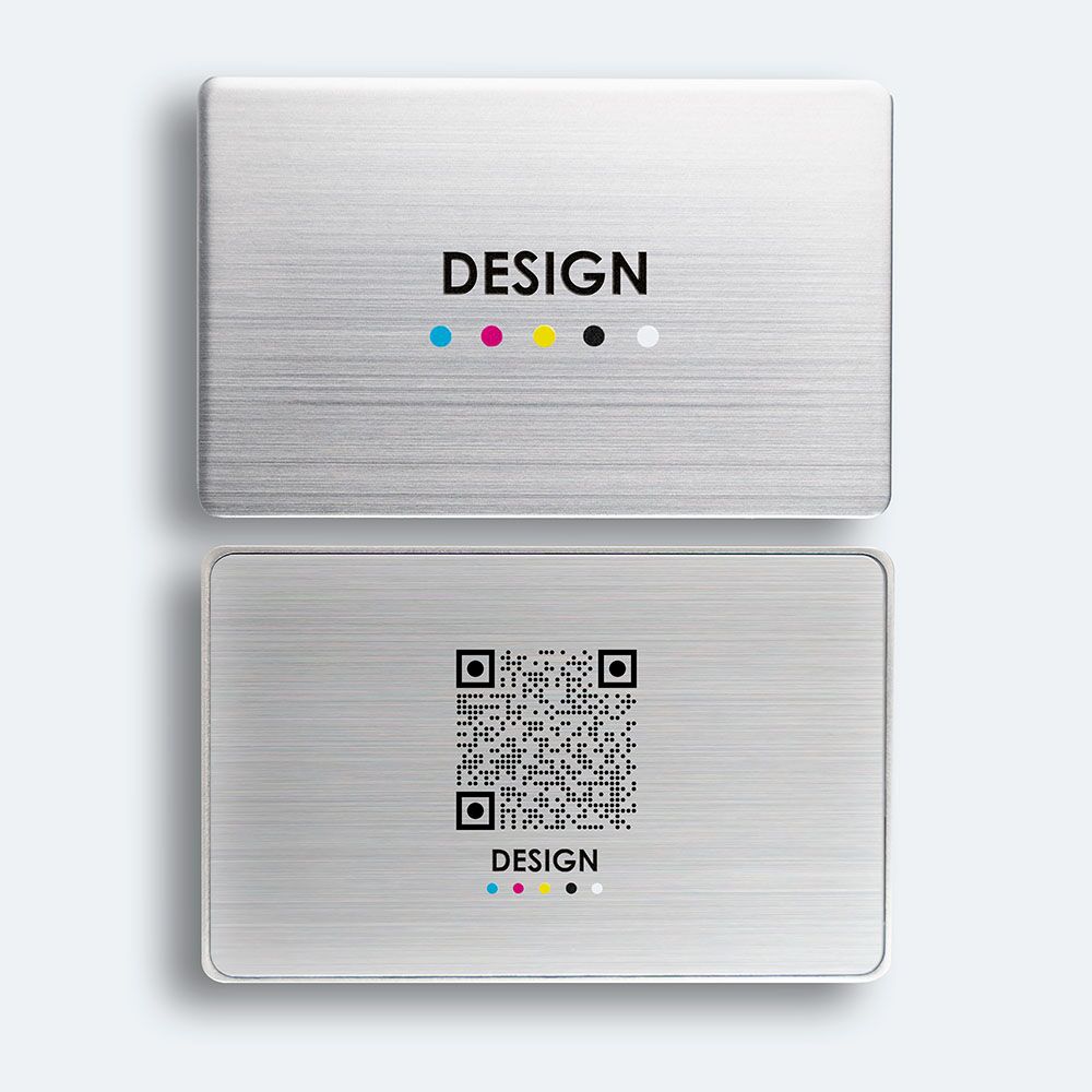 Carte brossé argent impression DESIGN et QR code